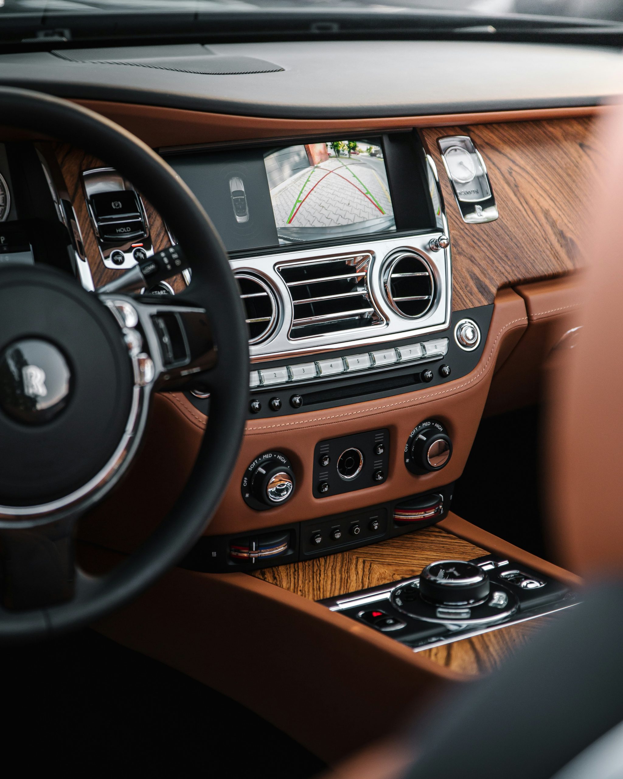 Inside of car, brown interior